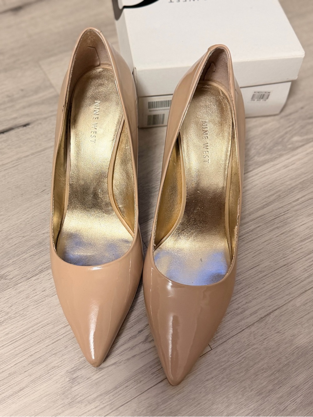 Nine West Patent Nude/Beige Pointed-Toe Pumps